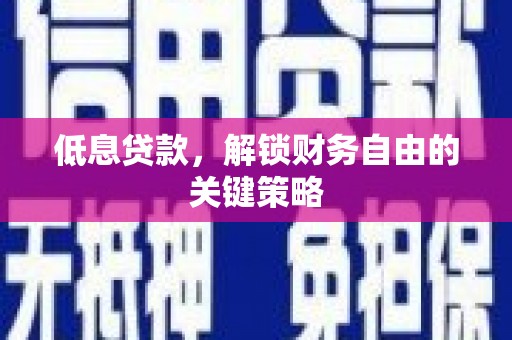 邯山低息贷款，解锁财务自由的关键策略