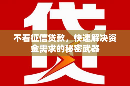 邯山不看征信贷款，快速解决资金需求的秘密武器