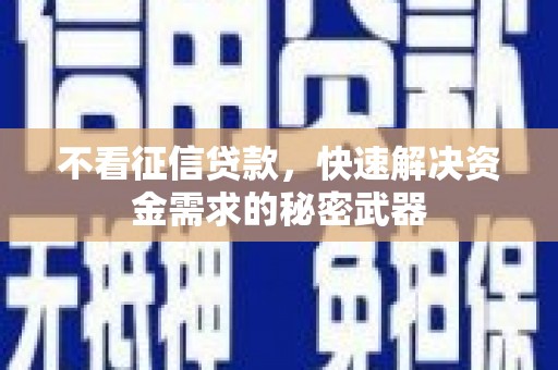 邯山不看征信贷款，快速解决资金需求的秘密武器