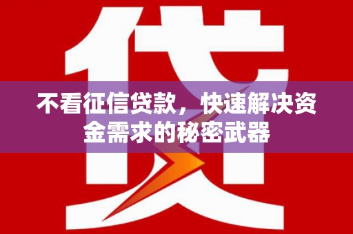 邯山不看征信贷款，快速解决资金需求的秘密武器