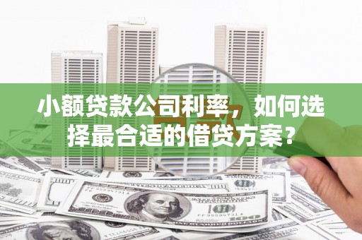 邯山小额贷款公司利率，如何选择最合适的借贷方案？